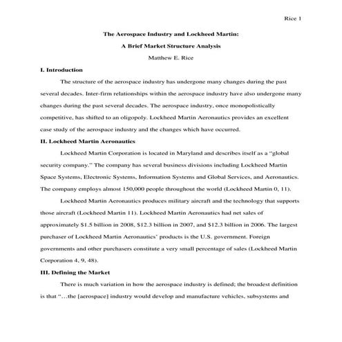 Lockheed Martin Research Paper