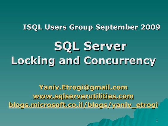 Locking And Concurrency