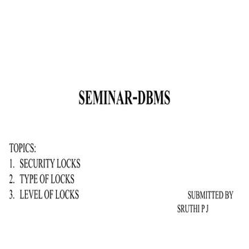 Comprehensive Seminar on Database Security Locks and Locking Levels | PPTX