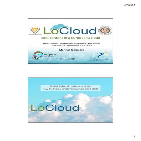 Digital Cultural Heritage and the new EU Framework Programme