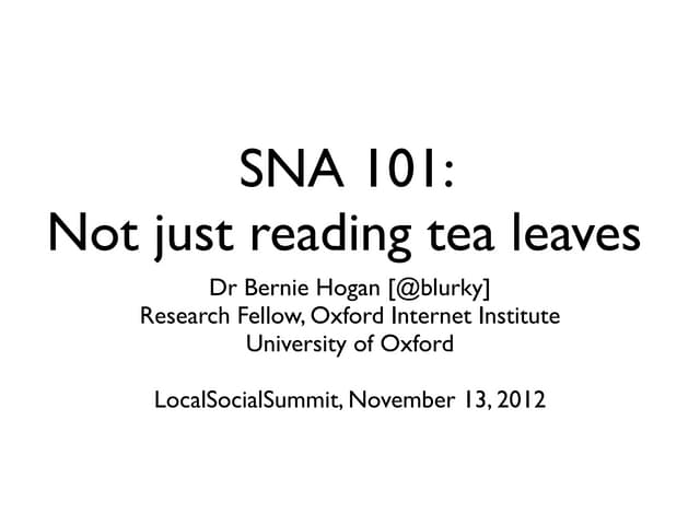 Networks: A Crash Course at Local Social Summit