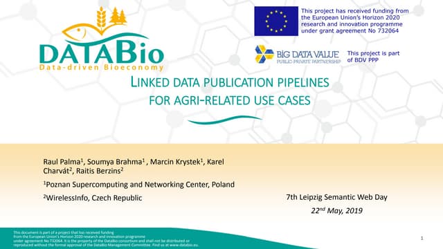 Linked data publication pipelines for agri-related use cases