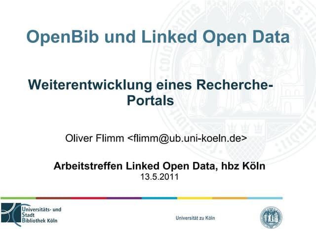 OpenBib und Linked Open Data - Weiterentwicklung eines Recherche-Portals