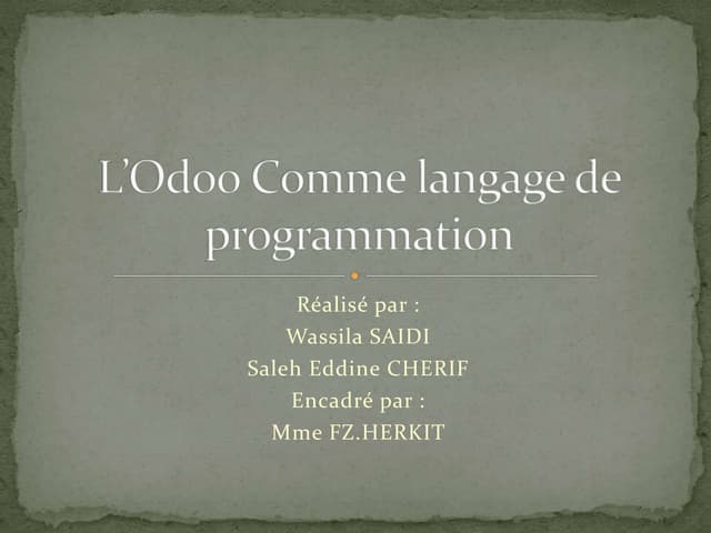L’odoo comme langage de programmation