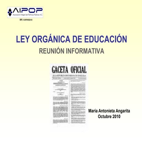 Antecedentes Ley Orgánica de Educación Venezuela