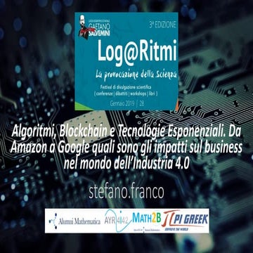 Algoritmi, Blockchain e Tecnologie Esponenziali