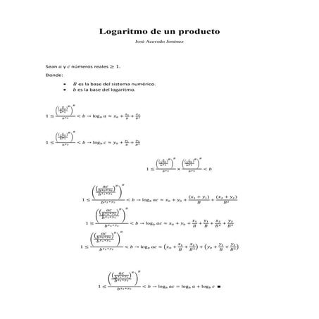 Logaritmo de un producto