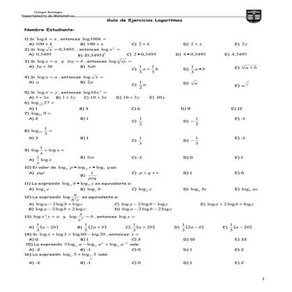 Logaritmos ejercicios 1