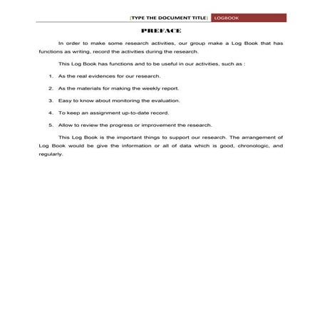 Logbook for this week