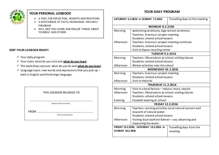 Logbook for students