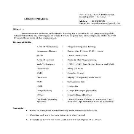 Logesh resume