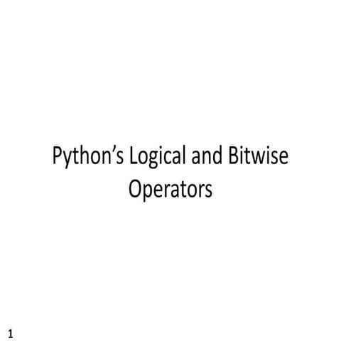 Logical and Bit Operators in python basic | PDF