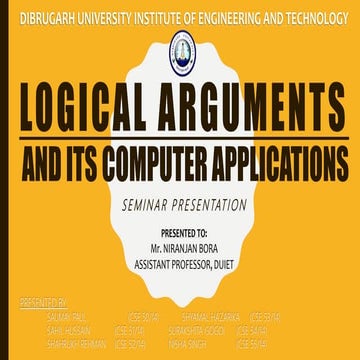 Logical arguments and its computer applications.