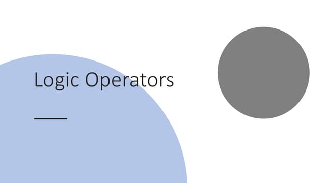 LOGICAL OPERATOR | PPT