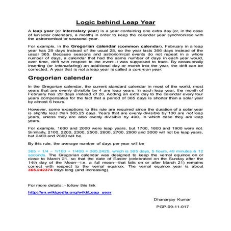 Logic behind leap year