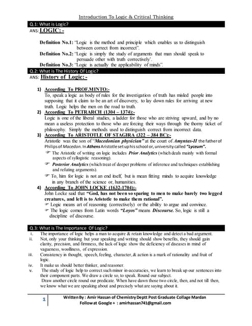 LOGIC AND CRITICAL THINKING | PPTX