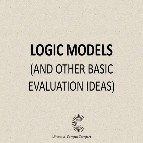 Logic models and basic evaluation