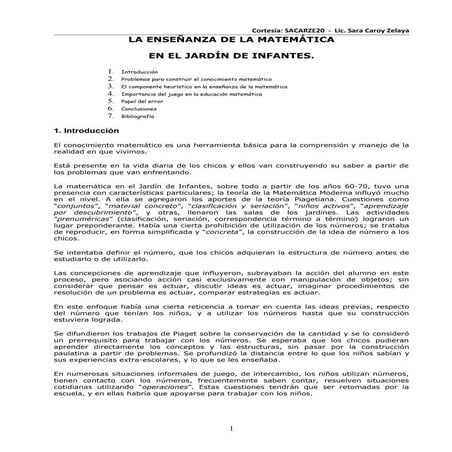 Enseñanza de la matemática en el nivel inicial | DOCX