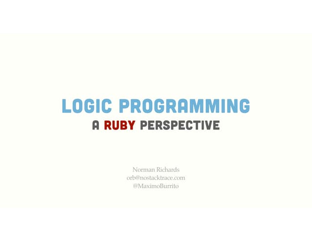 Logic programming a ruby perspective