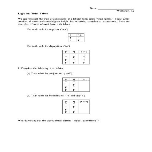 Truth Tables Worksheet Logic Gates Truth Tables Worksheet | Teaching