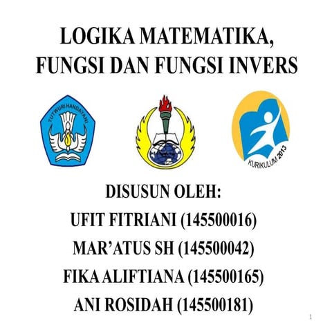 Logika Matematika, Fungsi dan Fungsi Invers