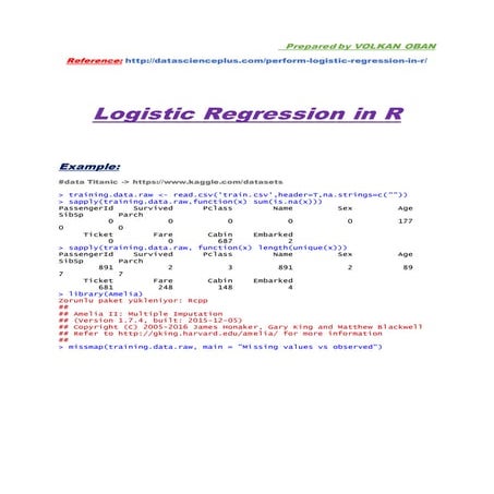 Logistic Regression in R-An Exmple. | DOCX