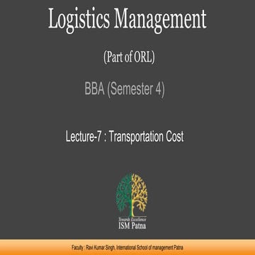 Logistics lecture-7 transportation-cost