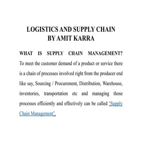 Logistics and Transportation 