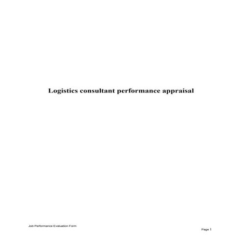 Logistics consultant performance appraisal