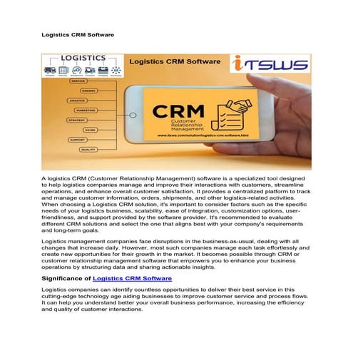 Logistics CRM Software, CRM for Logistics