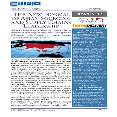 Logistics Executive Group - CEO executive series - february 2015