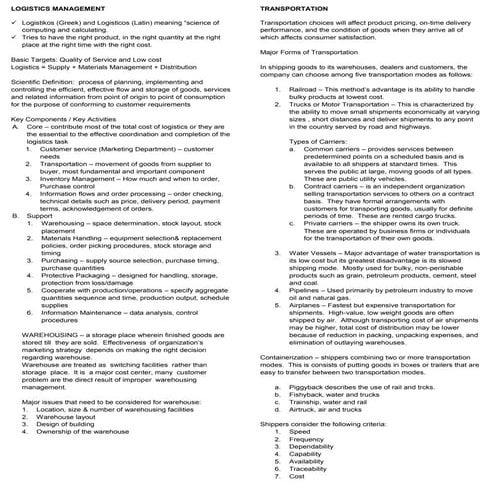 Logistics management