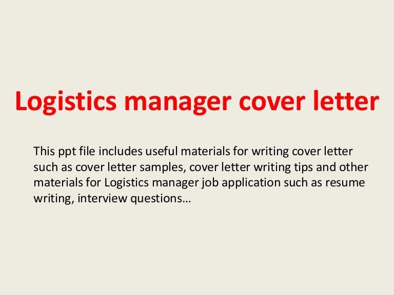 transportation manager cover letter