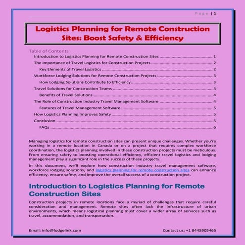 Logistics Planning for Remote Construction Sites: Boost Safety ...