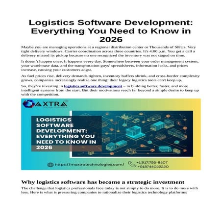 Logistics Software Development: Everything You Need to Know in 2026 | PDF