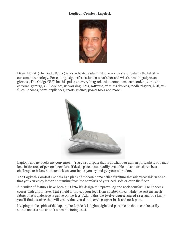 Logitech Comfort Lapdesk David Novak Thegadgetguycolumn Com