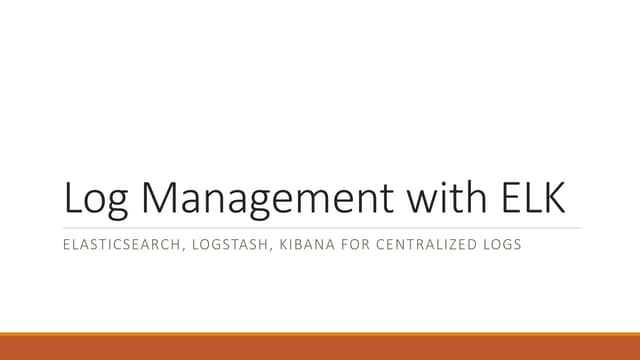 Log management with ELK