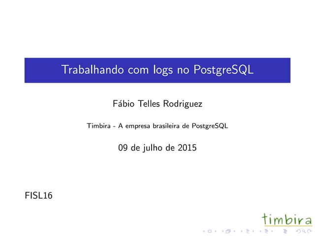 Trabalhando com Logs no PostgreSQL
