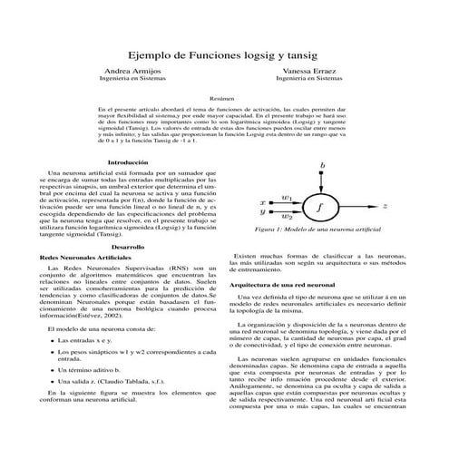 Función  de activación de Logsig y tansig