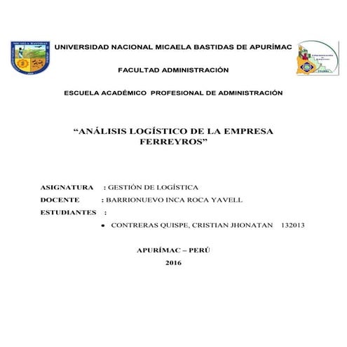 Logística de ferreyros 2016