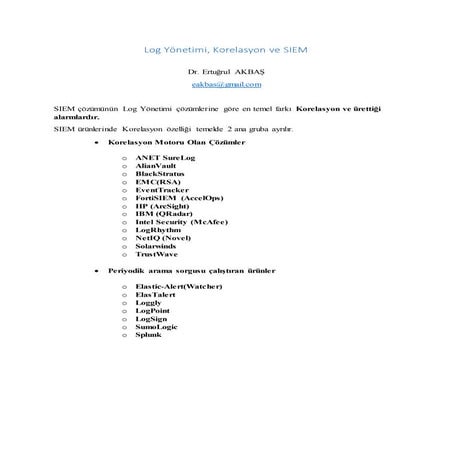 Log yonetimi korelasyon ve SIEM