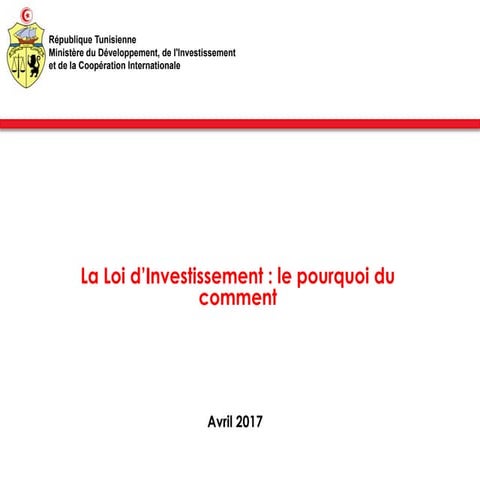 Loi de l'investissement :Le pourquoi du comment - Par Mr Eymen Errais