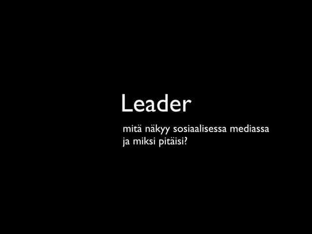 Leaderseminaarit - päivitetty 3. toukokuuta