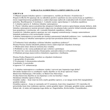 Lokalna samouprava ispit grupa a i b