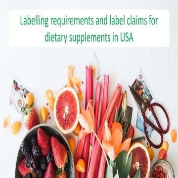 labelling requirements and label claims for dietary supplements in USA