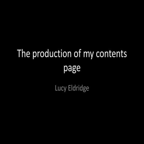 Contents page production