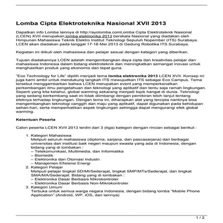 Lomba Cipta Elektroteknika Nasional XVII 2013