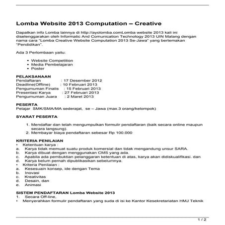 Lomba Website 2013 Computation &#8211; Creative