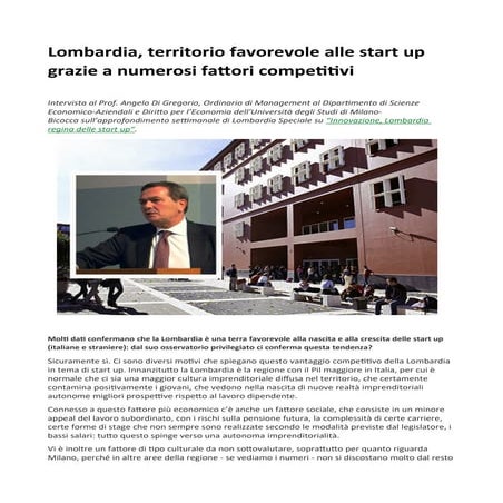 Lombardia, territorio favorevole alle start up grazie a numerosi fattori competitivi