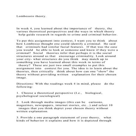 Lombosoro theory.In week 4, you learned about the importance.docx